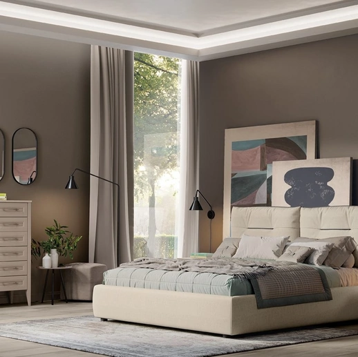 Letto Arcadia Kiss in tessuto imbottito di Colombini Casa