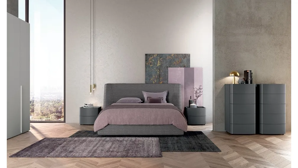 Letto matrimoniale in tessuto imbottito con box contenitore Vitalyty Lord di Colombini Casa