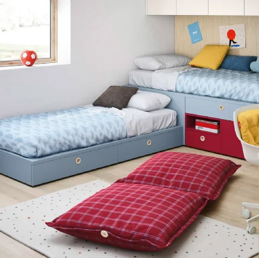 Letto singolo in tessuto con testiera Hug 04 Soft di Noctis