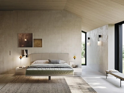 Letto Sospeso N16 con testiera in tessuto imbottito di Mobilgam