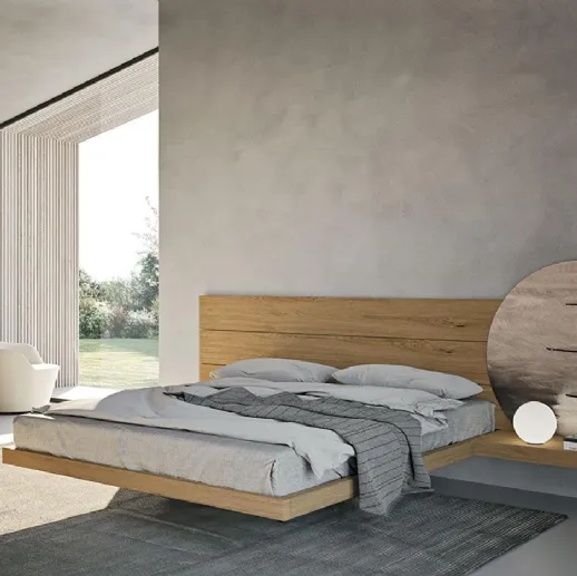 Letto in legno con testiera Wall System di Mobilgam