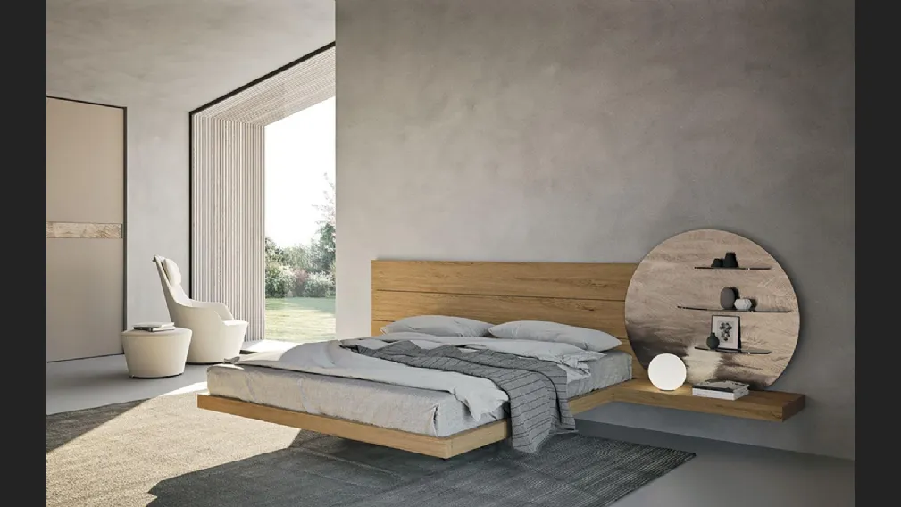 Letto in legno con testiera Wall System di Mobilgam