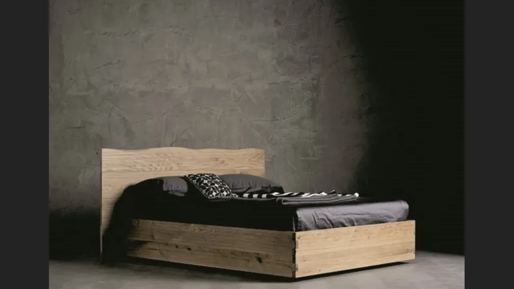 Letto con testiera in legno e box contenitore Wood di Alta Corte
