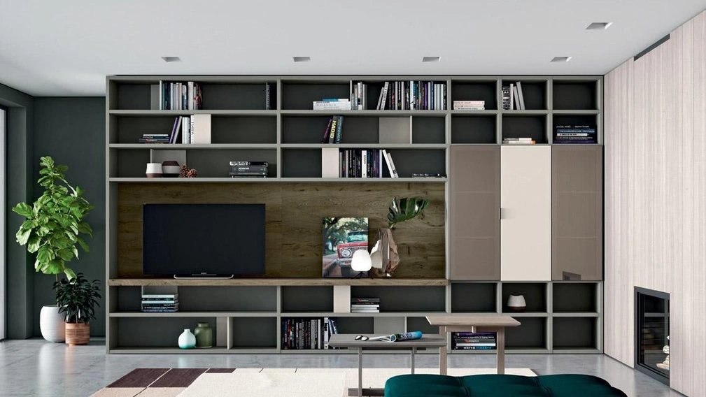 Libreria Composizione Horizon 865 in laccato e legno di Mobilgam