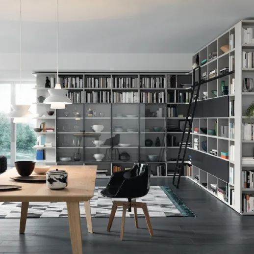 Libreria Modo Angolare Divisoria in laccato opaco e vetro di Sangiacomo