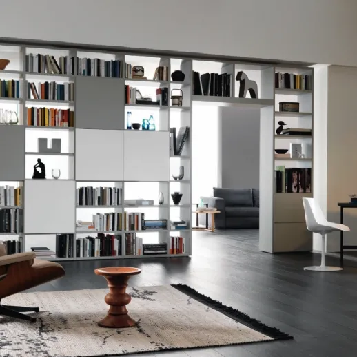 Libreria divisoria bifacciale Modo M6C93 in laccato opaco di Sangiacomo