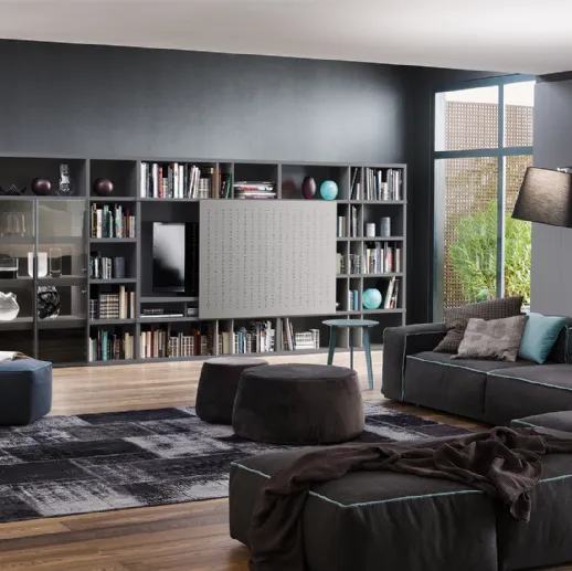 Libreria My Space 6 con vano porta TV a scomparsa di Alf Da Frè