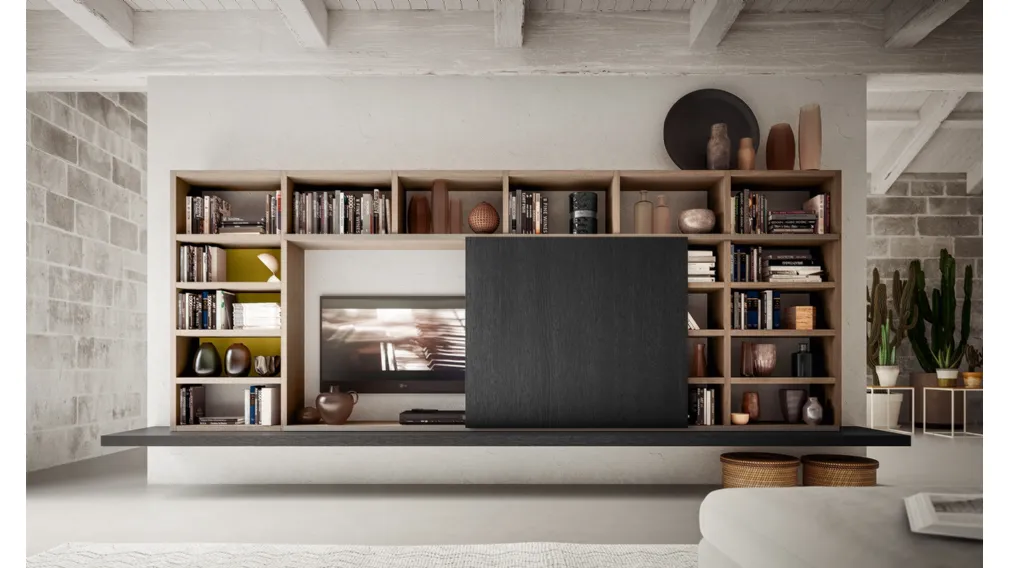 Libreria My Space 8 con vano porta TV a scomparsa di Alf Da Frè