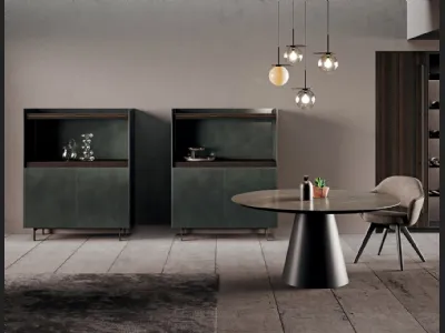 Madia Alta in laccato metal e legno eucalipto scuro Scava di Binova