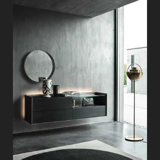 Mobile sospeso Cabaret 53B SX in Rovere carbone e top in ceramica di Sangiacomo