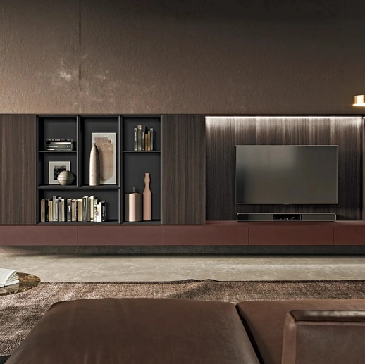 Parete Attrezzata Vogue + Bluna in laccato metal e bilaminato legno di Binova