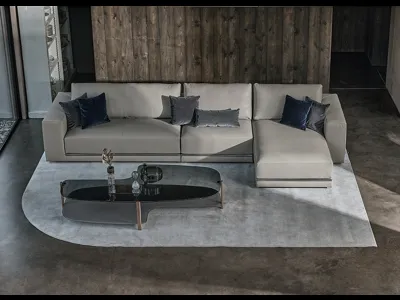 Divano in pelle con penisola Pitagora di Bontempi