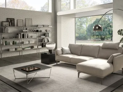 Divano moderno in tessuto con penisola Living Minimal di Samoa