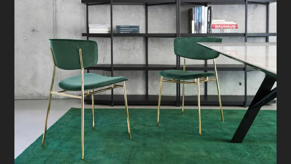 Sedia in tessuto con struttura in ottone lucido Fifties di Calligaris