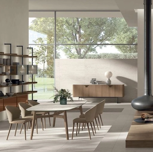 Sedia Meryl in tessuto e legno di Tomasella