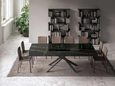 Tavolo allungabile 4x4 in Marble Glass di Ozzio