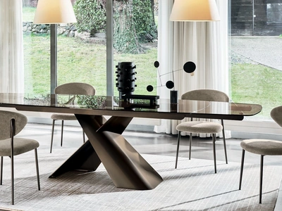 Tavolo allungabile Axiom in vetro di Calligaris