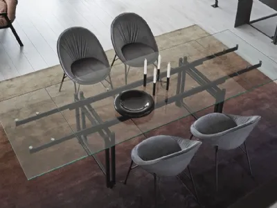 Tavolo allungabile con piano in vetro e struttura in metallo Berlin di Calligaris