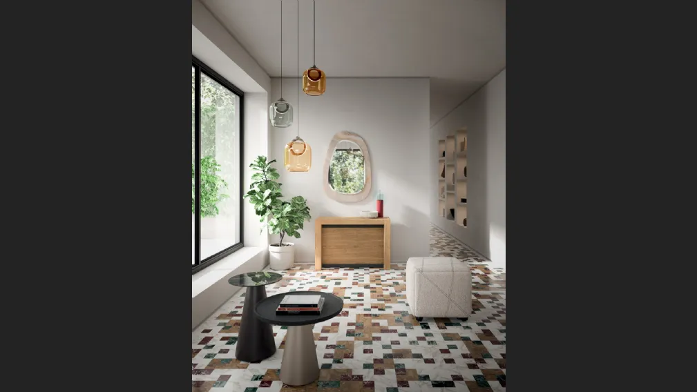 Consolle A3 allungabile in Rovere dotata di 5 prolunghe incorporate nella struttura di Ozzio