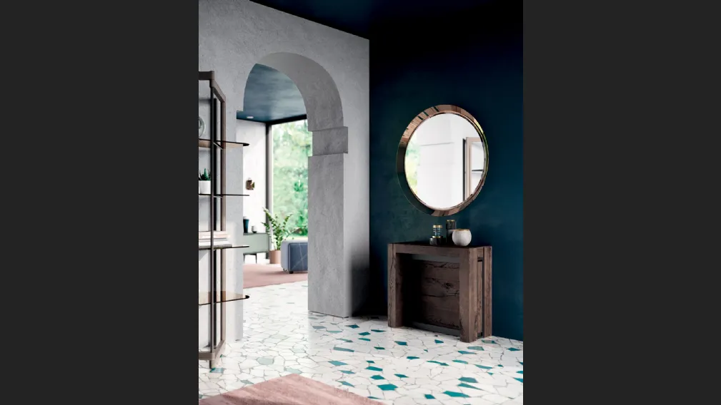 Consolle A4 allungabile in Rovere e metallo dotata di 4 prolunghe incorporate nella struttura di Ozzio