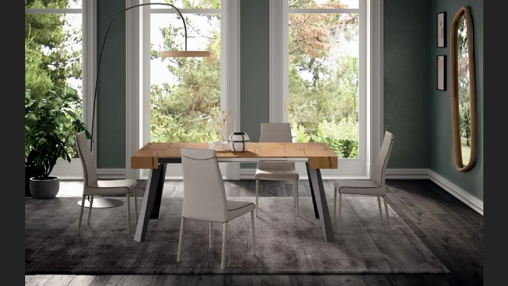 Consolle allungabile in rovere con base in metallo CO4L di Ozzio