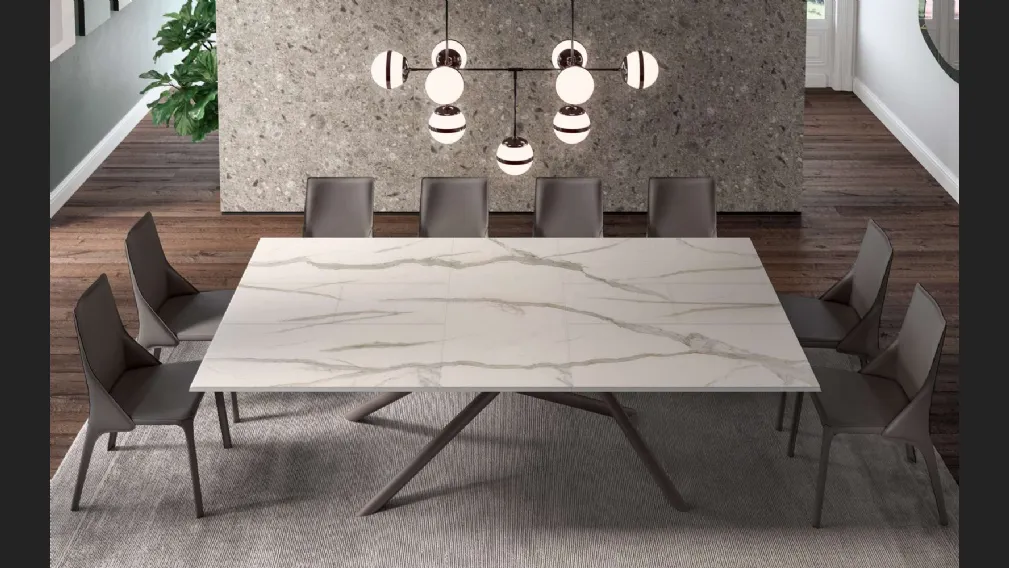 Tavolo allungabile Random Marble Glass di Ozzio