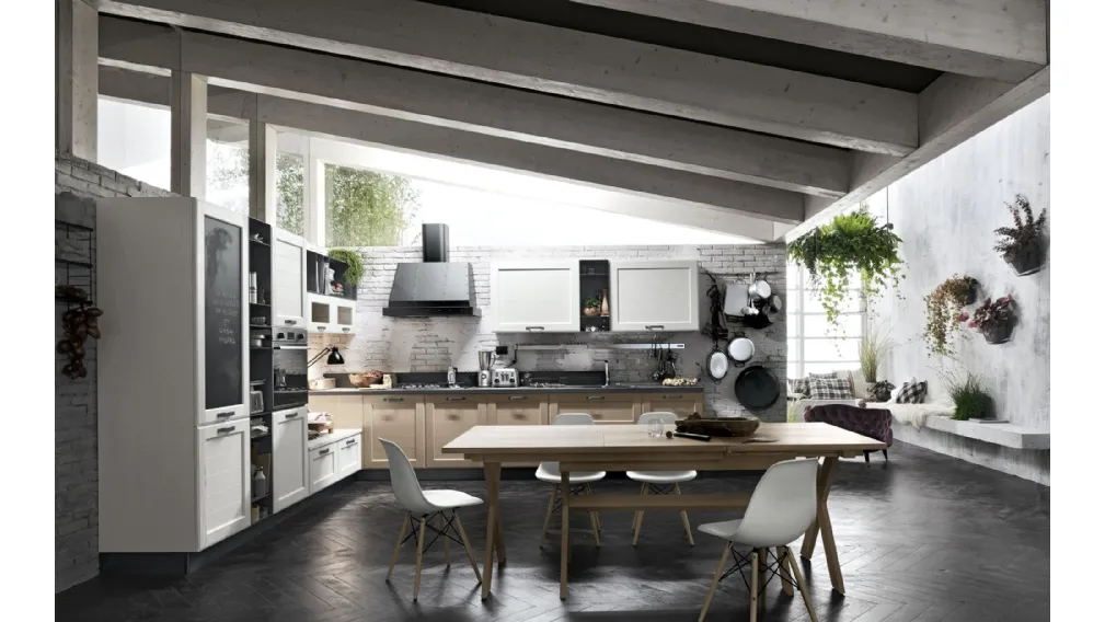 Cucina Classica York v1 in Rovere Bianco Artic e Nordic di Stosa
