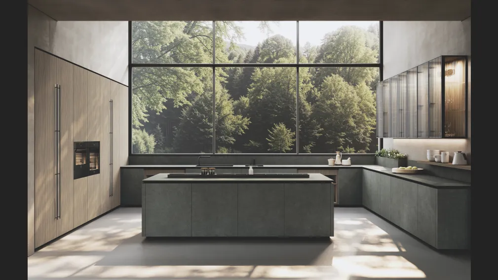 Cucina Design in bilaminato con isola Balance di Binova