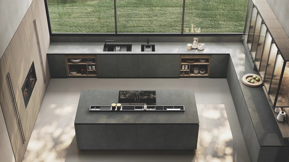 Cucina Design con isola Balance Supermaterico di Binova