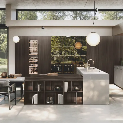 Cucina Design con isola e penisola Bluna Gres di Binova