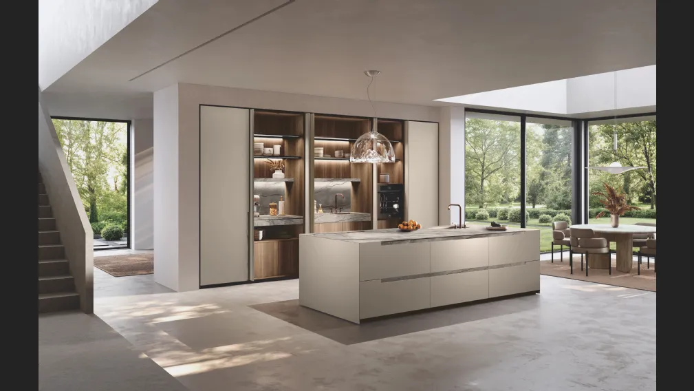 Cucina Design con isola Bluna Maniglia Stone di Binova