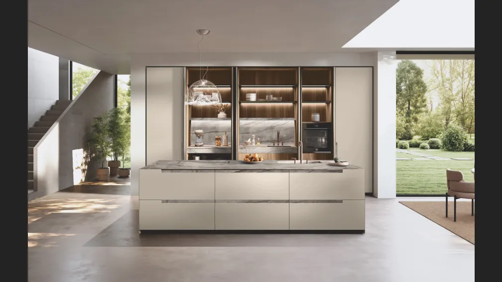 Cucina Design con isola Bluna Maniglia Stone di Binova