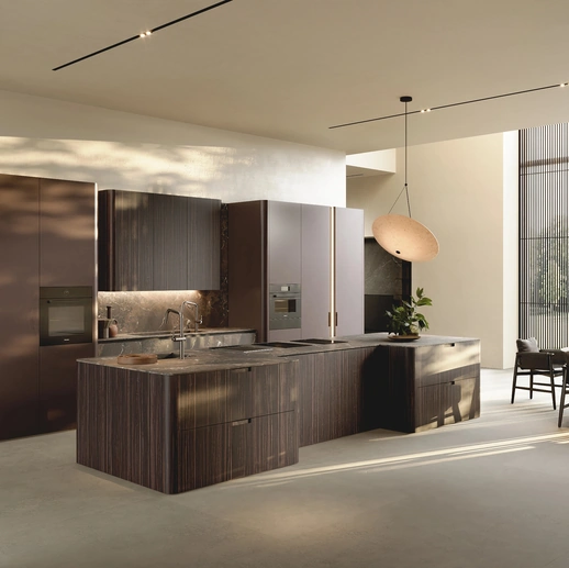 Cucina Design con isola Bluna Metal 5|0 di Binova