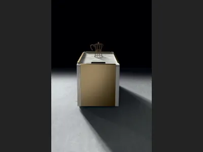 Cucina Design con sistema ad induzione sottopiano in alluminio e gres Ono Fire di Binova