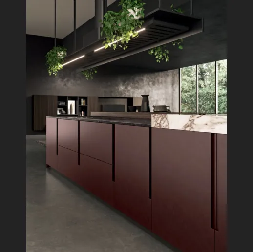 Cucina Design in laccato opaco e top in gres Vogue di Binova