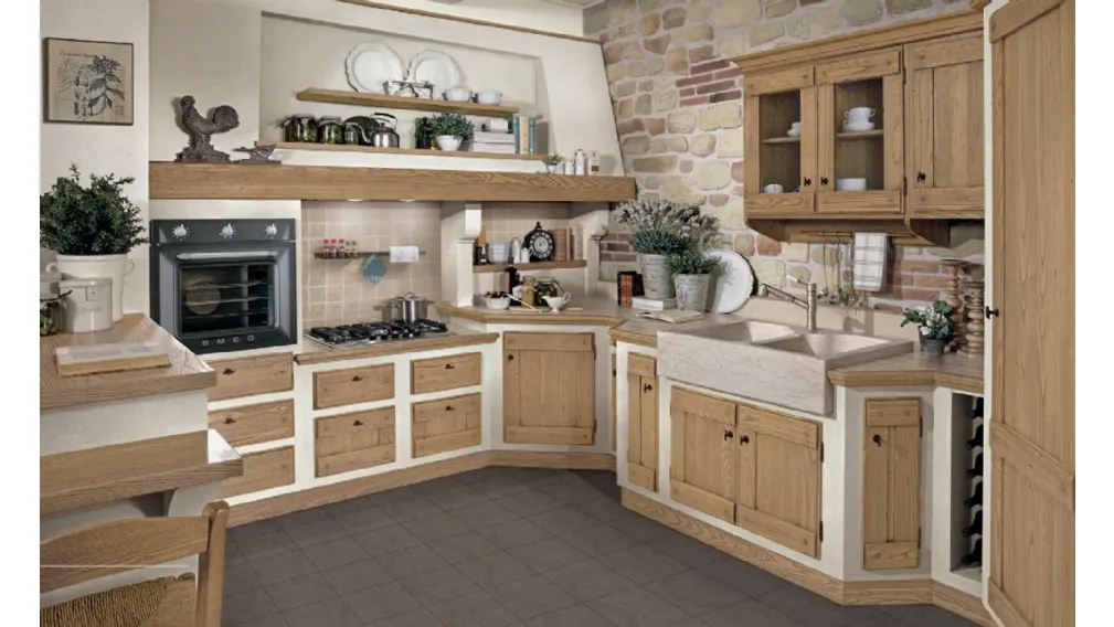 Cucina in muratura Anita castagno mielato di Lube