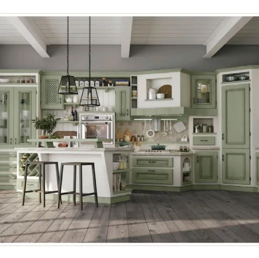 Cucina in muratura Beatrice laccato salvia di Lube