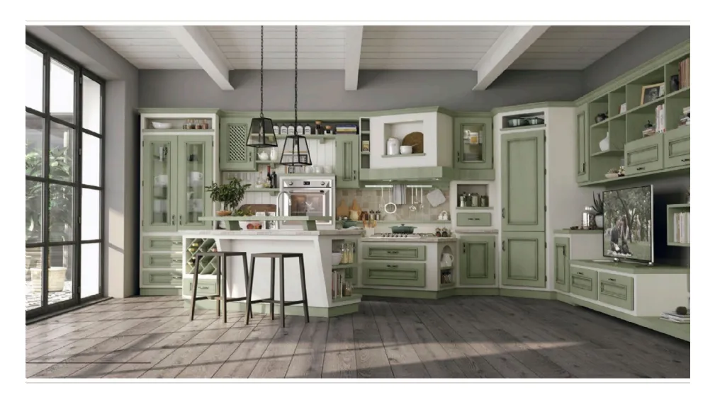 Cucina in muratura Beatrice laccato salvia di Lube