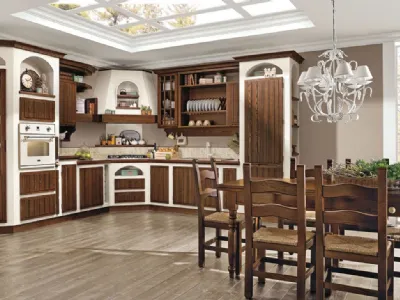 Cucina in muratura noce ad angolo Elena Noce Lube
