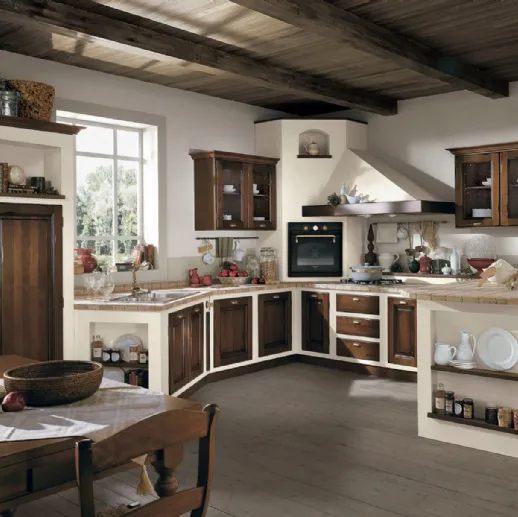 Cucina in muratura Onelia Frassino tinto Noce di Lube