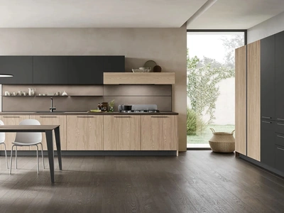 Cucina Moderna lineare Infinity 09 in Rovere e Pet di Stosa