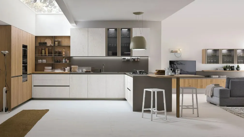 Cucina Moderna con penisola Natural di Stosa