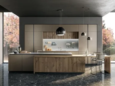 Cucina Moderna con isola Oltre Design Lux 01 di Lube