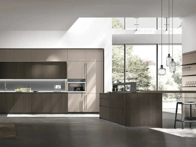 Cucina Moderna con penisola Metropolis 03 in Rovere e Pet di Stosa